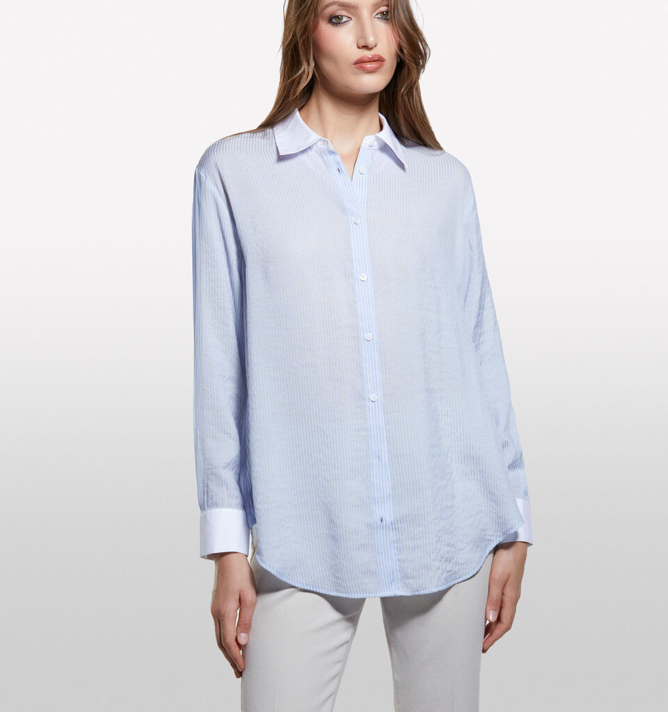 Light blue striped comfort fit shirt - women's shirts - Light Blue | Sisley image number 3